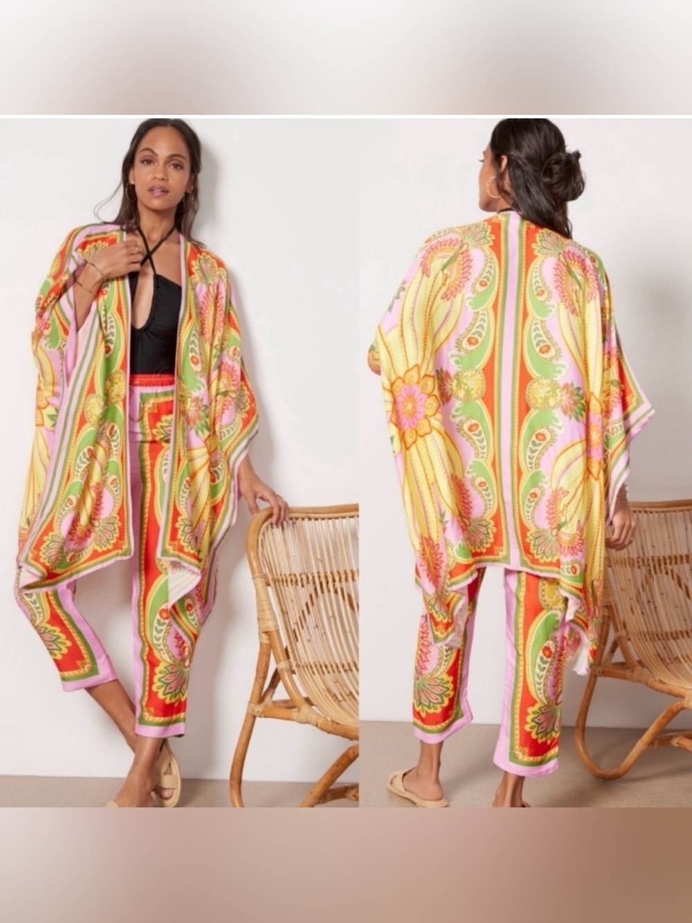 FARM Rio Beach Toucans Scarf Kimono and Pants SET small medium
